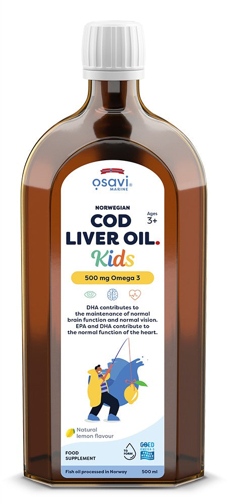 Norwegian Cod Liver Oil Kids, 500mg Omega 3 (Lemon) - 500 ml.