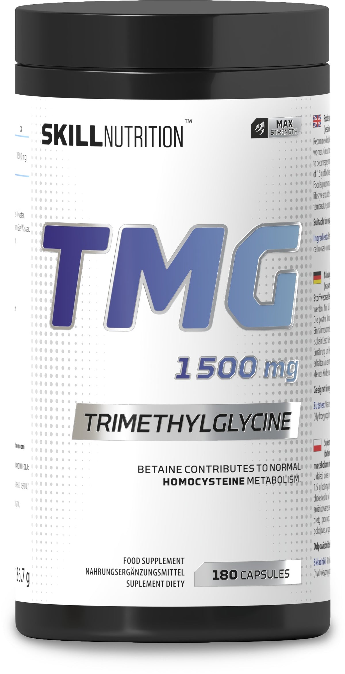 TMG Trimethylglycine, 1500mg - 180 vegan caps